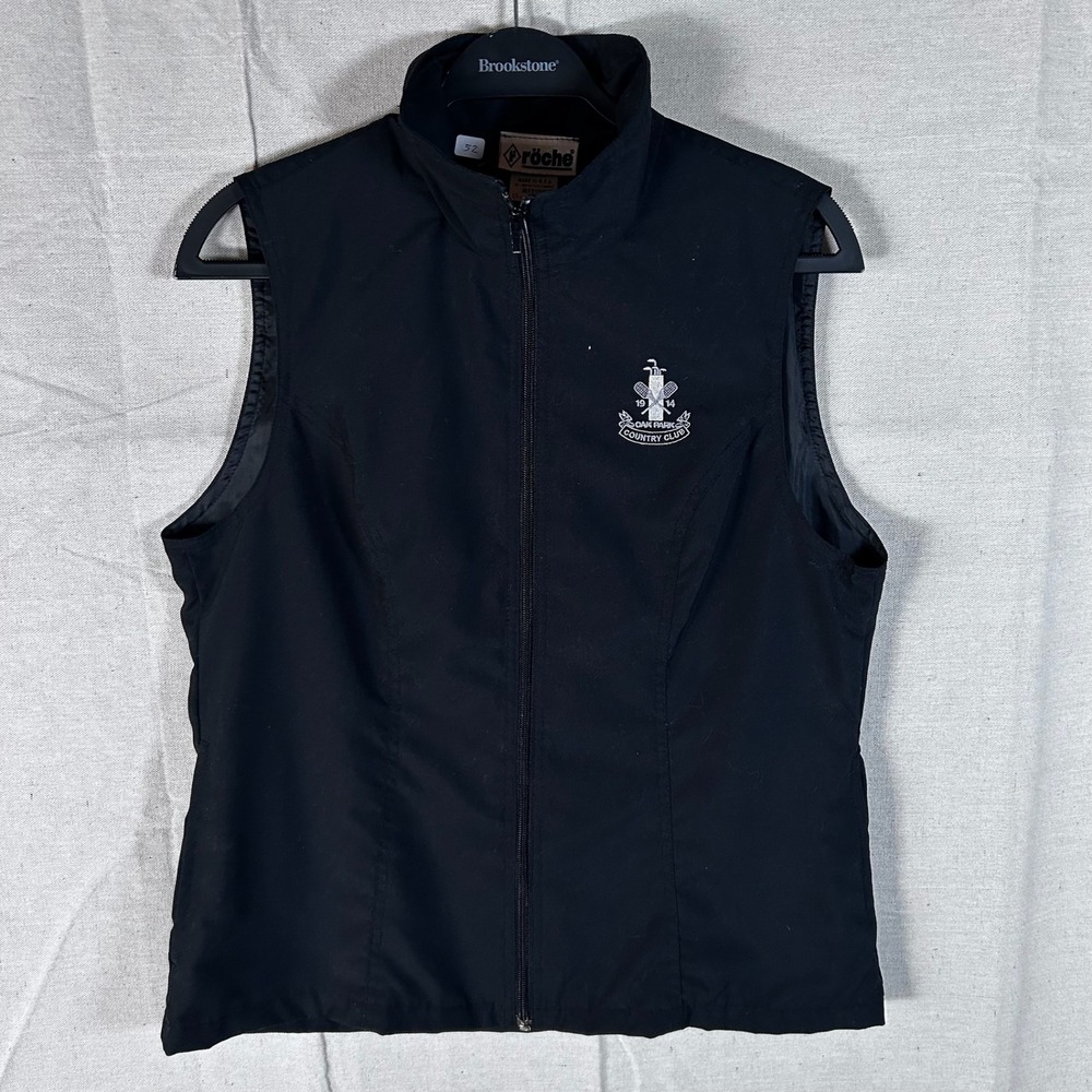 Roche Oak Park Country Club Golf Vest Mens Medium Black Full Zip Lightweight USA